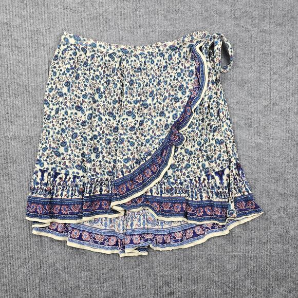 Bila Skirt Womens Large Floral Boho Ruffle Wrap Lightweight Rayon India Y2K - Picture 1 of 6